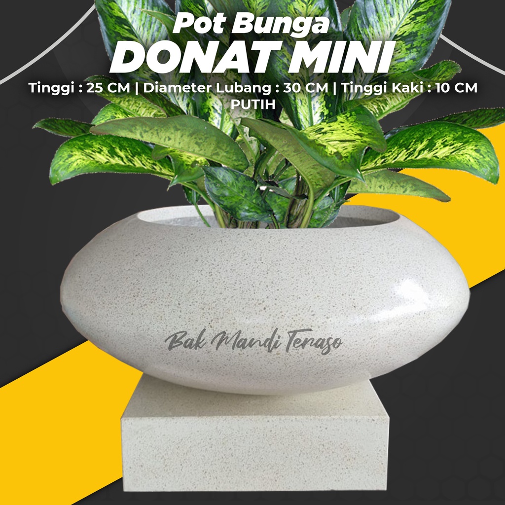 Pot teraso Tipe Donat Mini 25x30 CM Putih