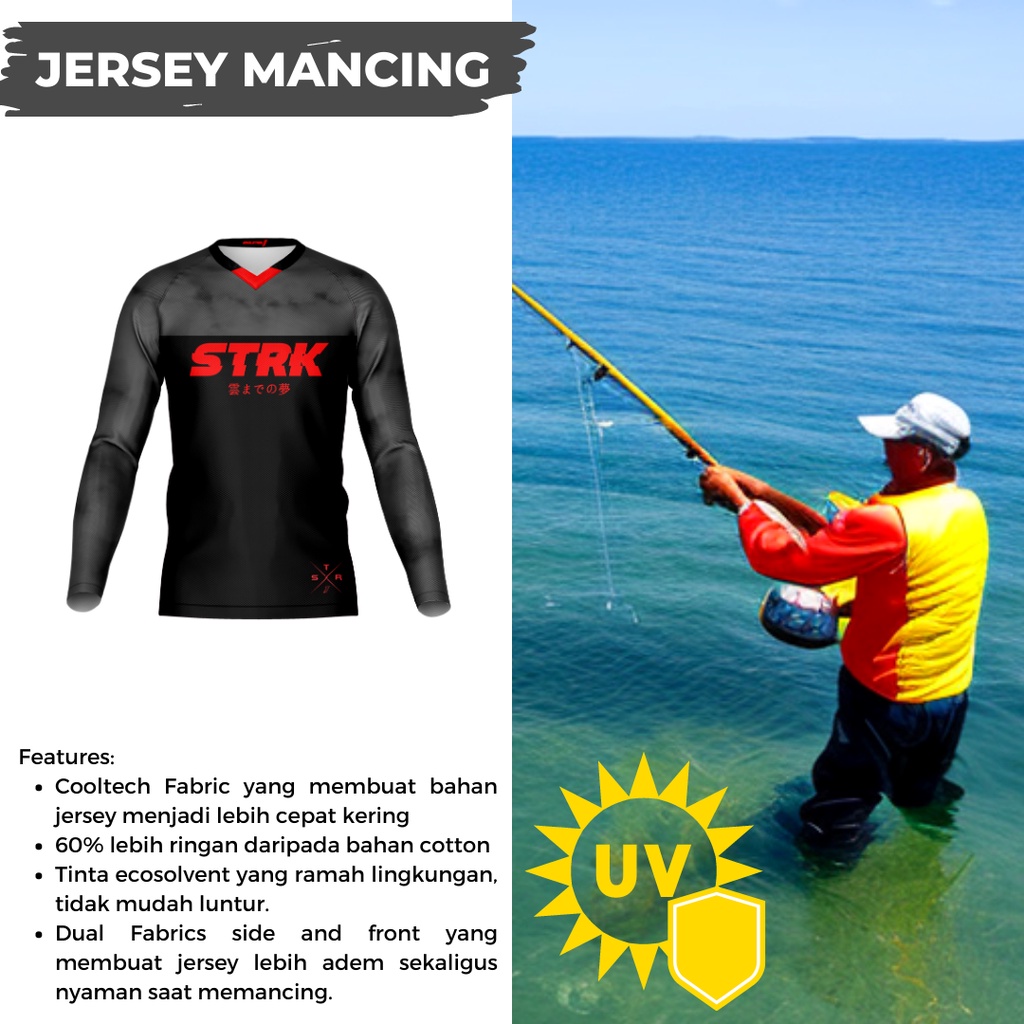 Jersey Mancing H3 Anti UV dengan Bahan Adem dan Nyaman, Cepat Kering