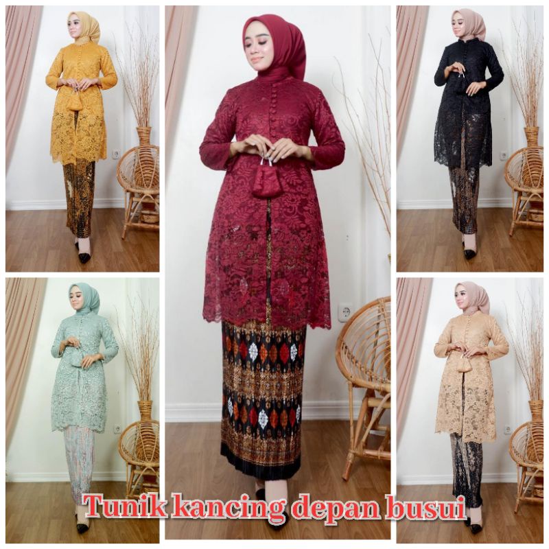 SETELAN KEBAYA TUNIK MODERN BUSUI KANCING / KEBAYA MODERN TUNIK BUSUI FRIENDLY / KEBAYA WISUDA / KEB
