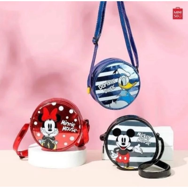 Miniso Tas selempang Mikey's mouse - Sling bag Bulat Lucu Anak Tas anak- Donald Duck