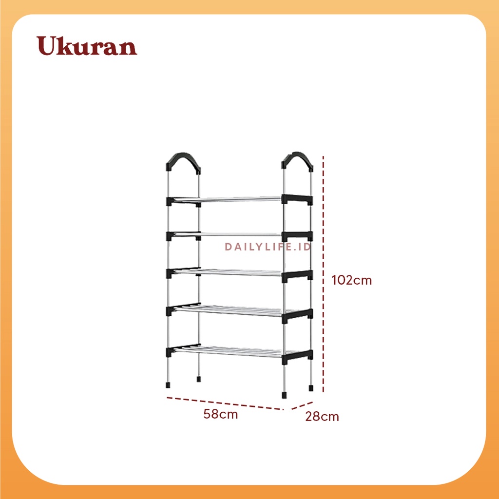 Rak Serbaguna Stainless Steel Multifungsi Sepatu Sandal 5 Susun 6 Susun 7 Susun - RAK-SPTBESI - Dailylife.id