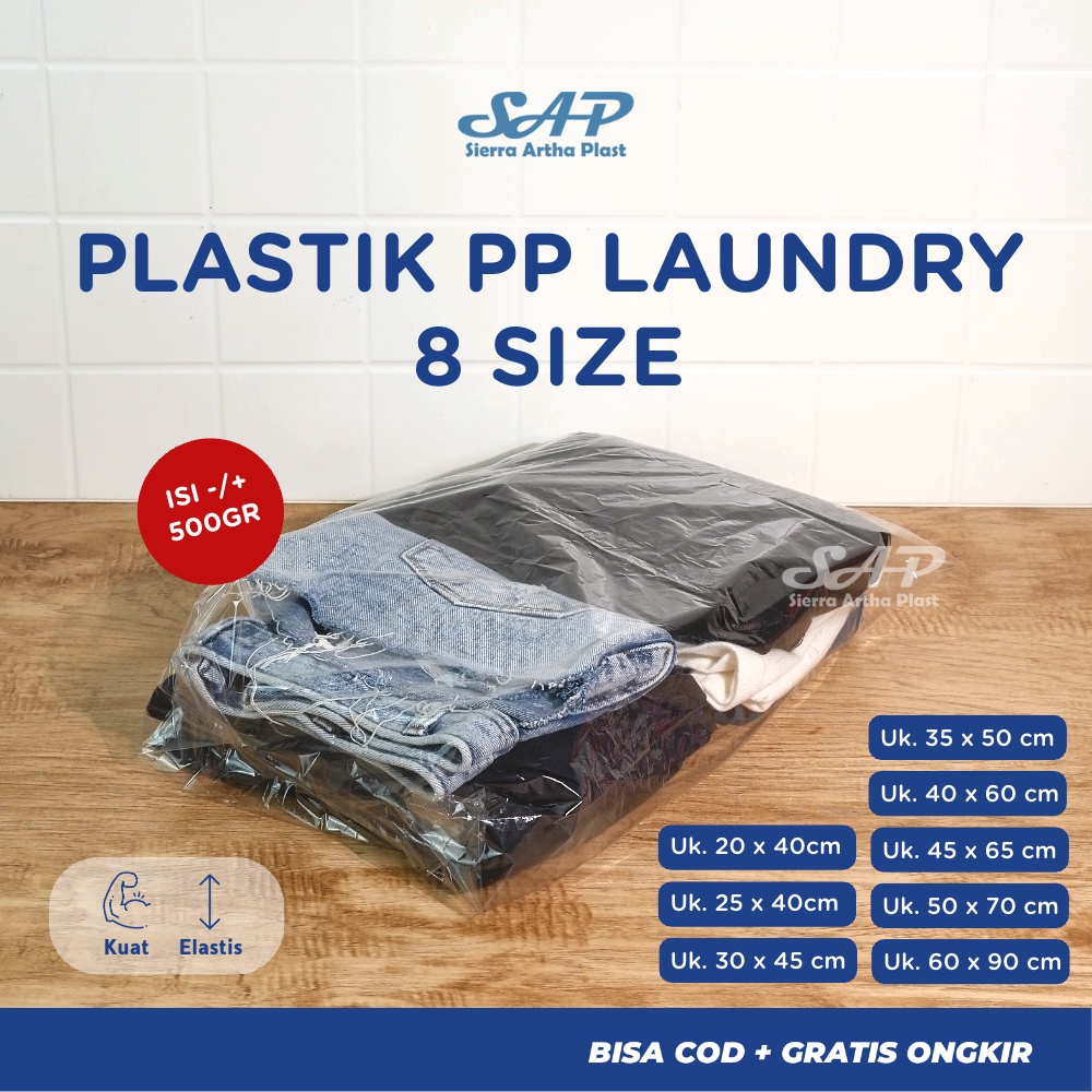 Plastik PP Plastik Kantong Laundry PP Bening uk. 20x40 - 25x42 - 30x45 - 35x50 - 40x60 - 45x65 -