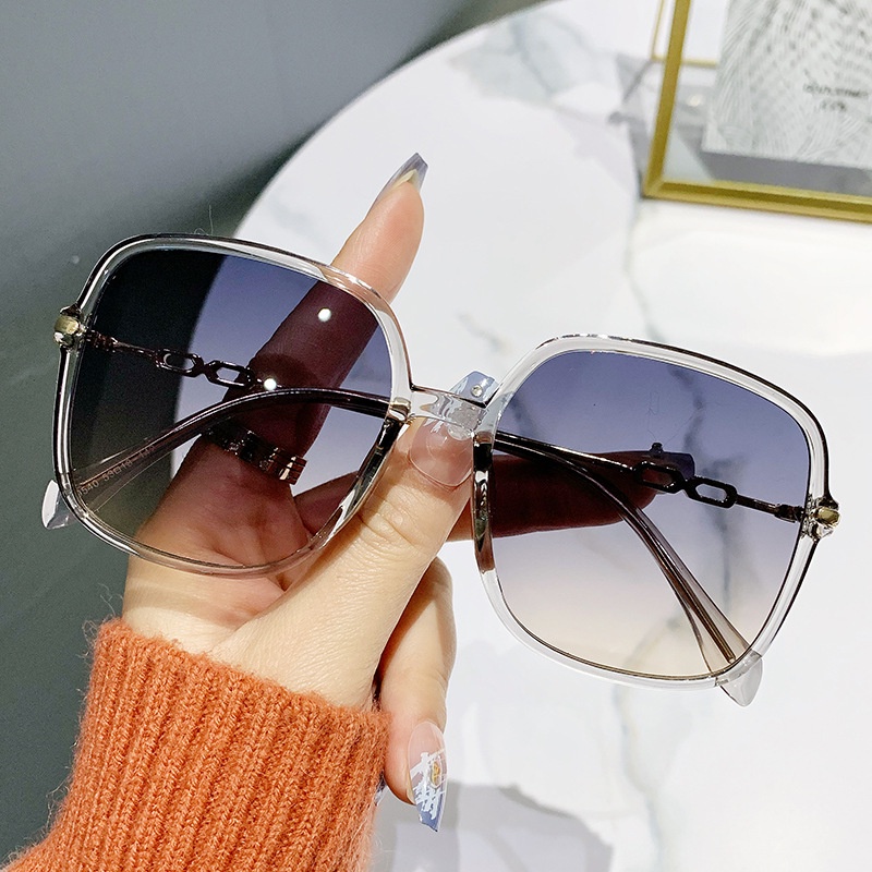 Anti-ultraviolet Fashion High-end Korea Fashion Kacamata Kotak Ins Retro Bingkai Logam Kacamata Matahari