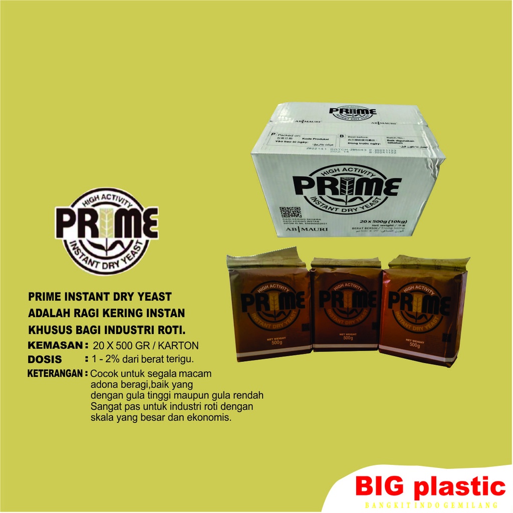 

RAGI KERING INSTAN 500gram PRIME INSTANT DRY YEAST
