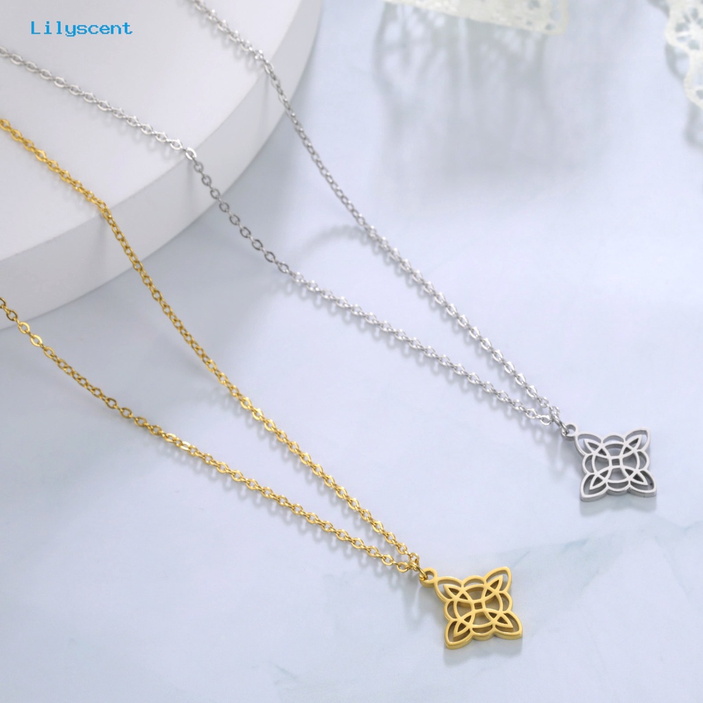 [LS] Liontin Kalung Vintage Temperamen Geometris Electroplating Adjustable Wanita Wanita Square Motif Lingkaran Konsentrik Hadiah Perhiasan Untuk Pacaran