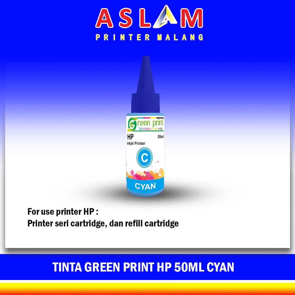Tinta Hp biru Green Print 50ml Tinta Refill Cartridge Printer HP 1110 2135 1050 2336 2335 2775