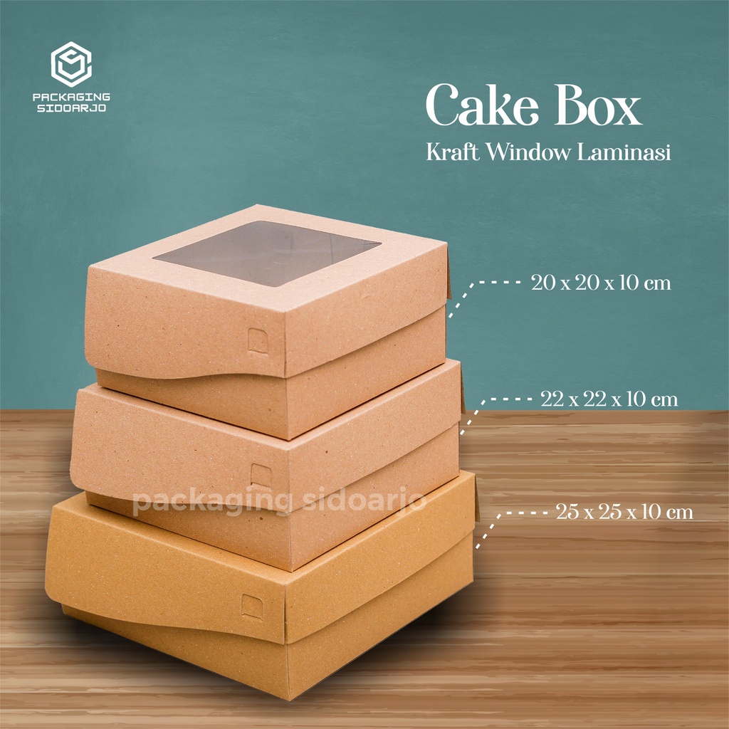 

Box Serba Guna 22x22x10/Box Kraft Laminasi Jendela/ Cake Box Uk 22x22x10/Box Kuae Tart uk 22x22x10/Dus Tart/Dus Kue/Kotak Roti/Hampers