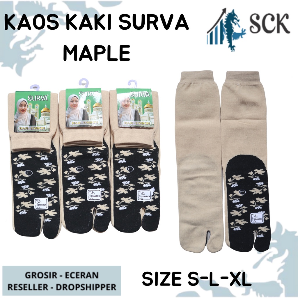 Kaos Kaki Wanita SURVA MAPLE 2JR / Kaus Kaki Warna Cream Sebetis / Perlengkapan Muslimah – SCK