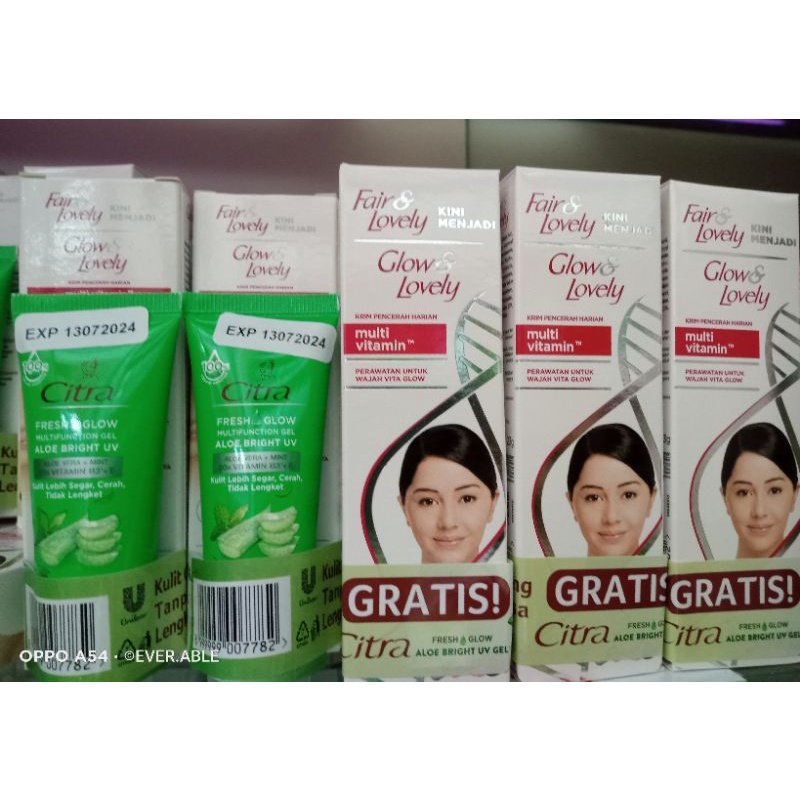 FAIR &amp; LOVELY CREAM PELEMBAB 20 GR GRATIS CITRA FRESH GLOW