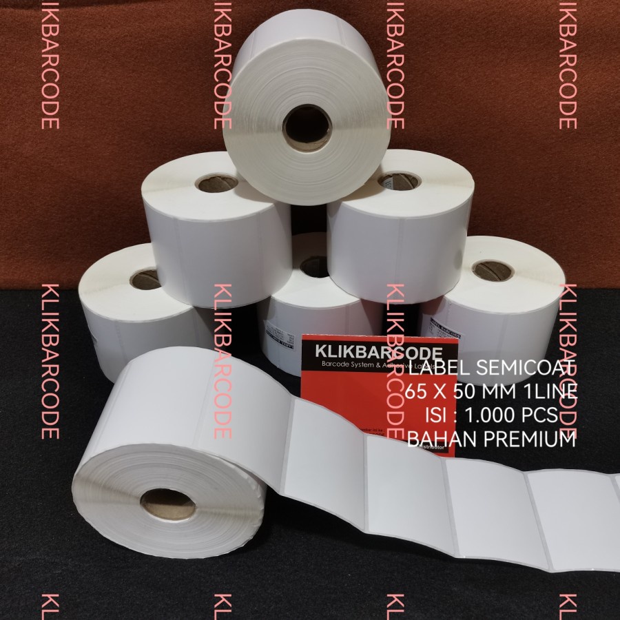 

MURAH STICKER LABEL BARCODE 65 X 50 MM CORE 1" 1 LINE GAP iSI : 1.000 PCS MURAH