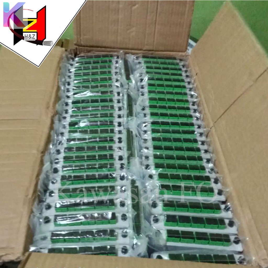 Splitter Box 1:8 SC APC ijo / Box Splitter 1 8 SC APC Lengkap Fiber Optik