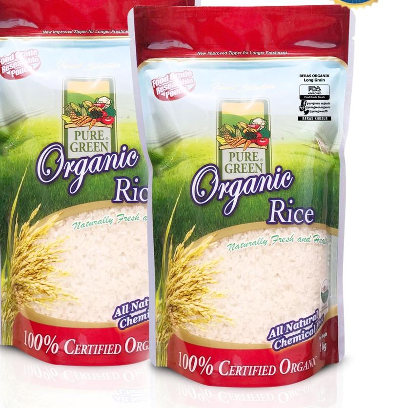 

☛ Puregreen Organic Rice Beras Organik White Long Grain Paket 2 x 1 kg ➢