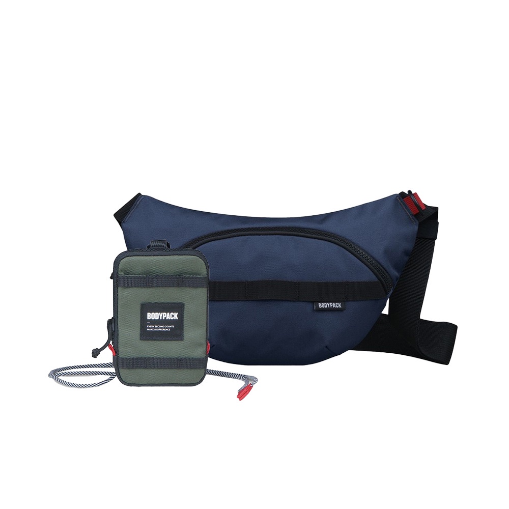 Bundling Bodypack Foster Waist Bag - Navy + Bodypack Integra Pouch - Green