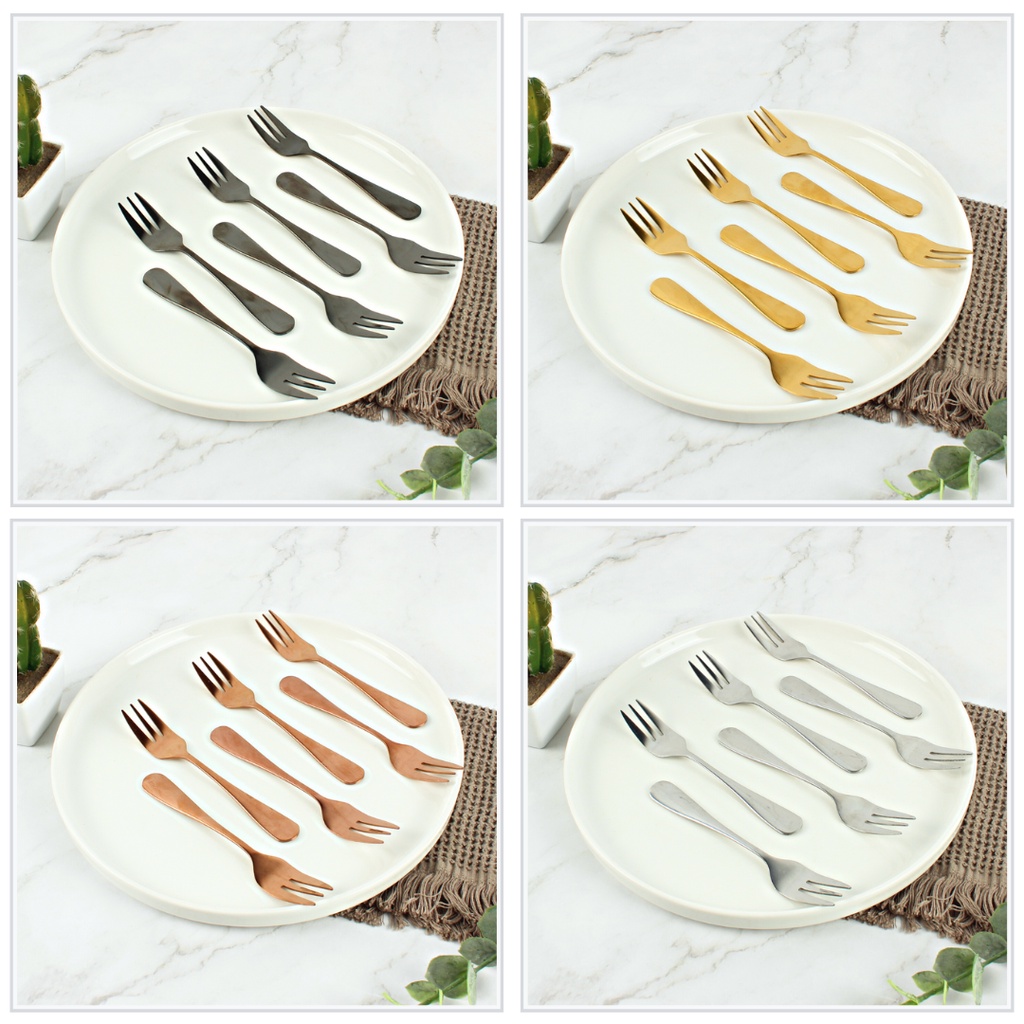 Paket Isi 6pcs Garpu Kue A Dessert Stainless Steel Korea Tebal 13.5cm