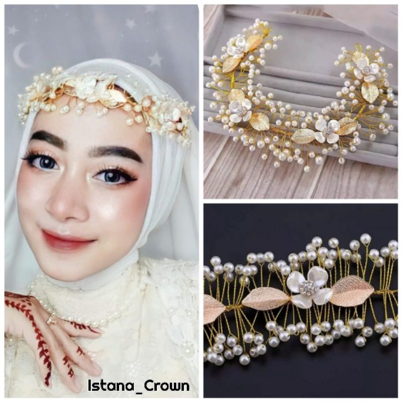 Sally Mahkota Mutiara Putih - Headpiece Hiasan Hijab / Aksesories Kepala Elegan