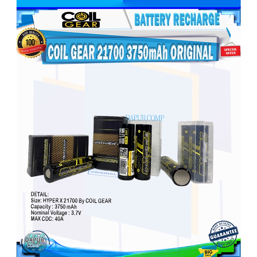 BATRE / BATTERY HYPER X 21700 3750mAh 40A ORI C GEAR