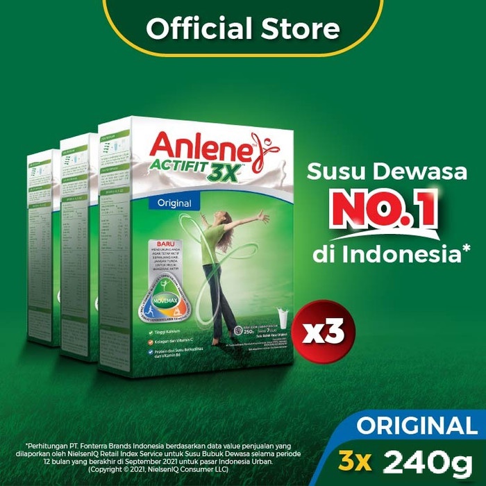 

[ COD ] Anlene Actifit 3X Susu Bubuk Original 3 x 240g-Tulang, Sendi & Otot