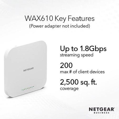 Netgear WAX610 AX1800 PoE MultiGig Insight Managed WiFi 6 Access Point N