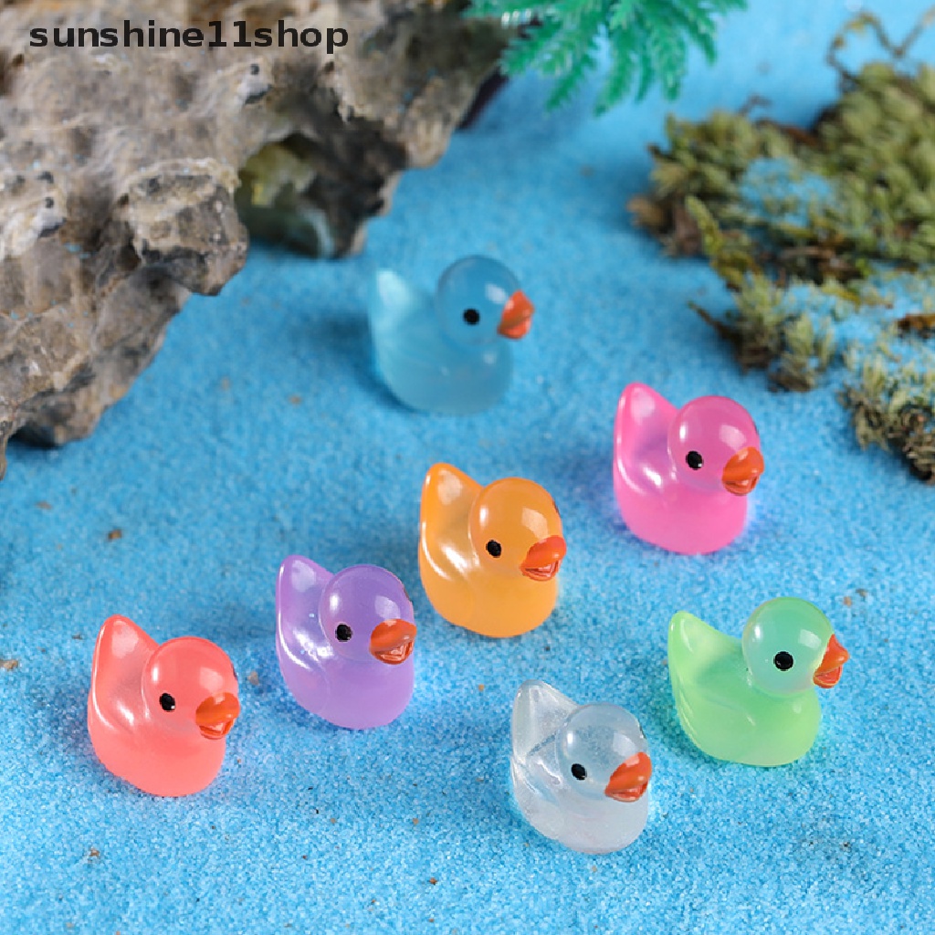 Sho 10Pcs Ornamen Mikro Bebek Kecil Bercahaya Animal N