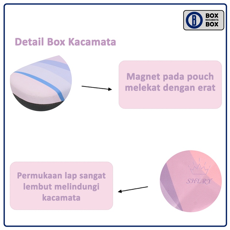 Tempat Kacamata Cepuk Magnet Motif Pastel Lucu Colorfull Girly / Box Kacamata Free Lap Microfiber Lucu Unik CC 16