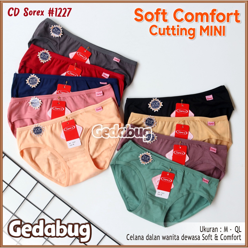 6 Pcs - CD Wanita Sorex 1227 Cutting Mini | Celana dalam wanita Super Soft Cassual | GEDABUG