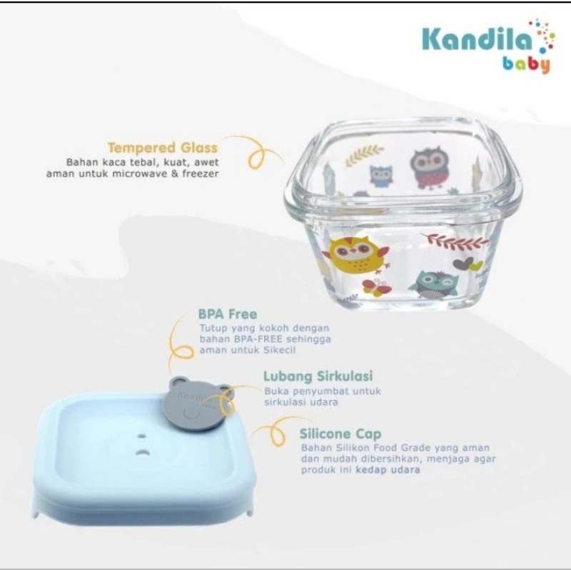 Kandila Baby Kdl 027-9 PRINTED Glass Food Container 180ml With Base&amp;Silicone C