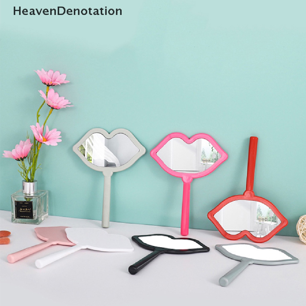 [HeavenDenotation] 1pc Cermin Rias Genggam Bentuk Bibir Makeup Mirror DIY Mini Cermin Kecil HDV