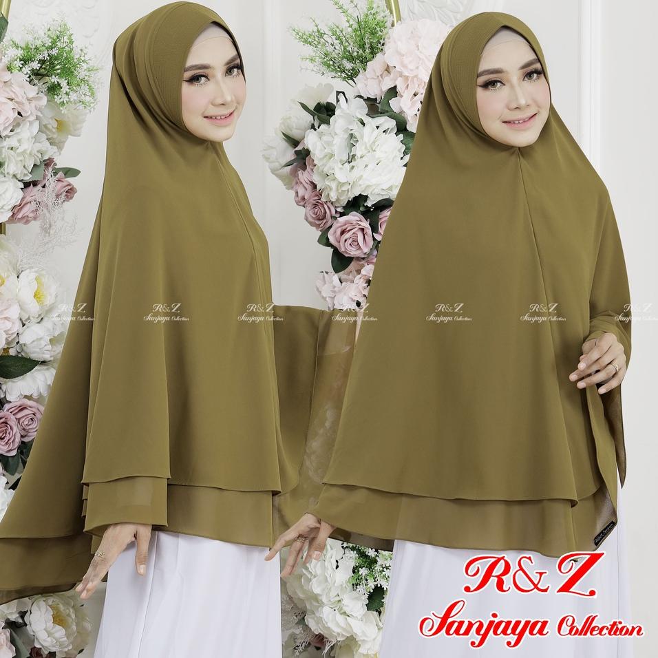 ♟ KHIMAR CERUTY 2 LAYAR NAFISAH POLOS HIJAB JILBAB SYARI JUMBO 2 LAYAR ORIGINAL R&Z SANJAYA COLLECTI