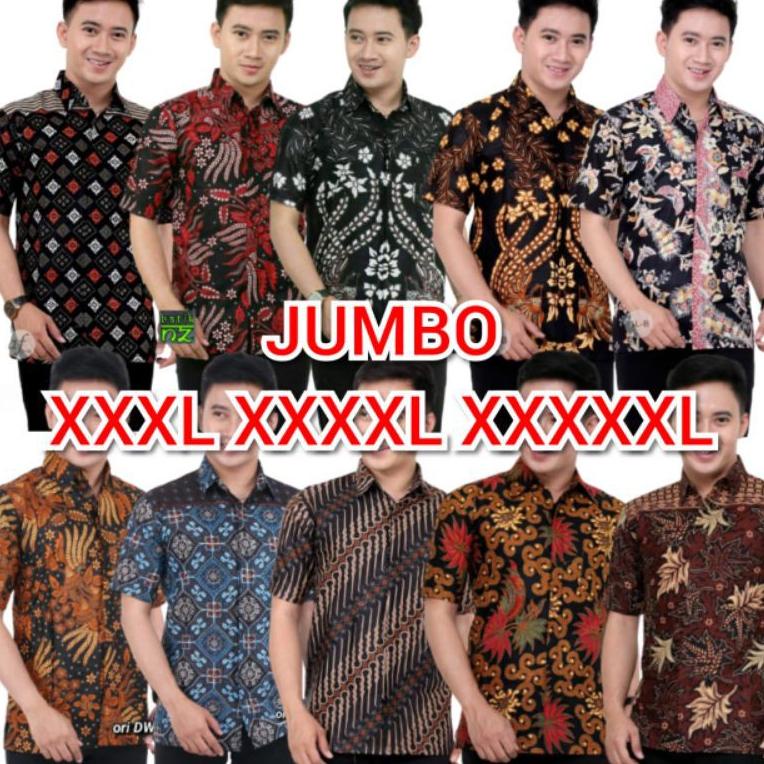 TERLARIS batik pria XXXL XXXXL XXXXXL baju pria jumbo lengan pendek real pic