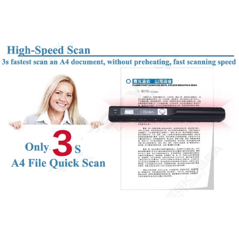 ISCAN01 900DPI Portable Scanner Full Color High Speed LCD Screen