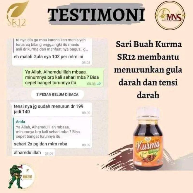 

SARI BUAH KURMA SR12 -> SOLUSI MENORMALKAN TROMBOSIT, GULA DARAH, TENSI DARAH