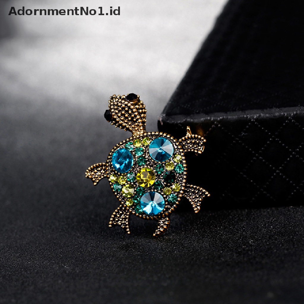 [AdornmentNo1] Kepribadian Lucu Retro Penyu Kecil Bros Berlian Imitasi Hewan Turtle Brooch [ID]