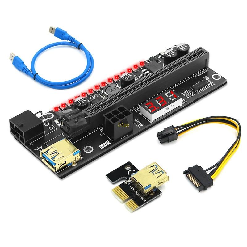 Btsg PCI-E Extender Riser 1x Ke 16x USB 3.0 PCI-E GPU Adapter Untuk Tambang GPU Bitcoin