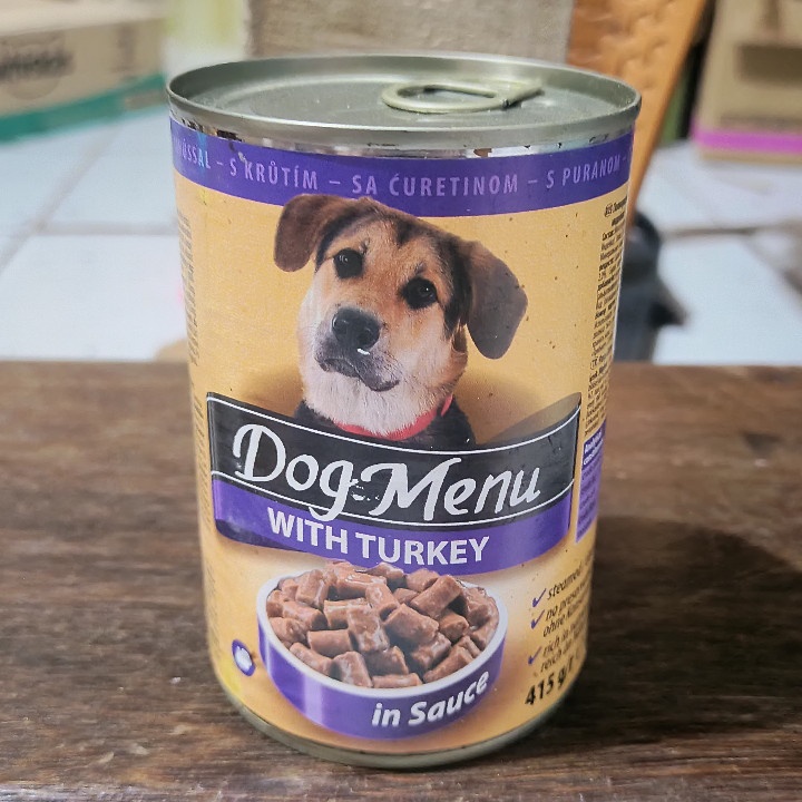 EXPEDISI ( 20 KALENG / 1 DUS ) Makanan Anjing Dog Menue With Turkey In Sauce Kemasan 415G Wet Food