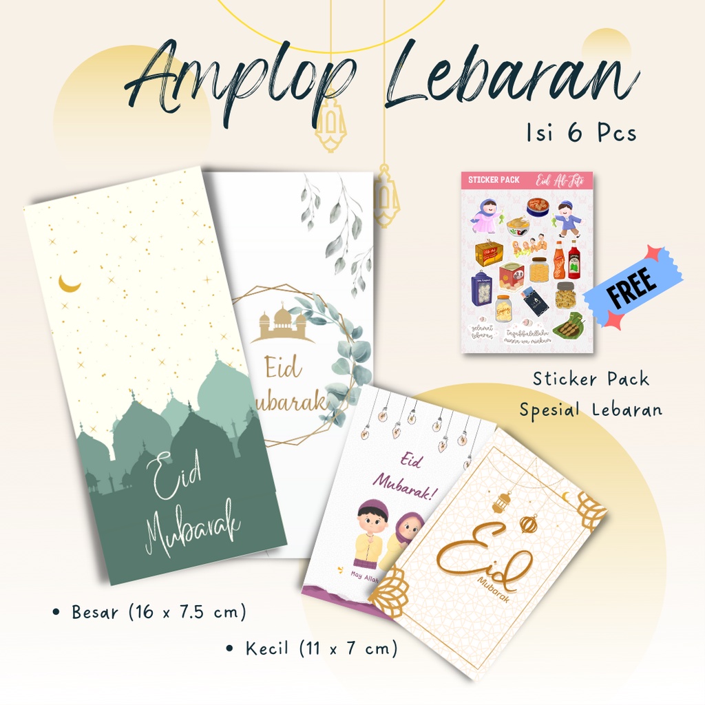 

[Part 1] Amplop THR Amplop Lebaran Amplop Idul Fitri 2023 Lucu Amplop Motif Murah isi 6pcs Import Paper FREE STICKER