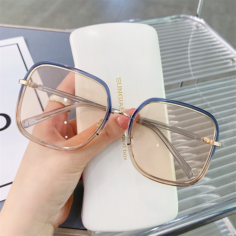 Square Large Frame Sunglasses Kacamata Fashion Wanita Progresif Warna Shades