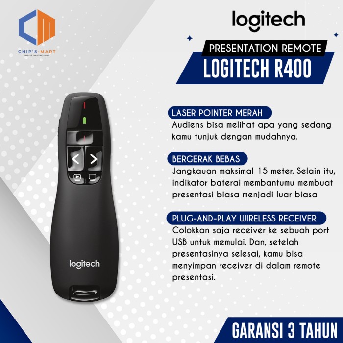 

[[JNT COD]] LOGITECH R400 / Presenter / Laser Pointer / original / garansi 3 tahun