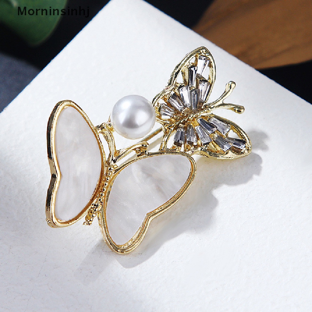 Mornin Cubic Zircon Double Butterfly Bros Wanita Mutiara Serangga Bros Hadiah Dekorasi id