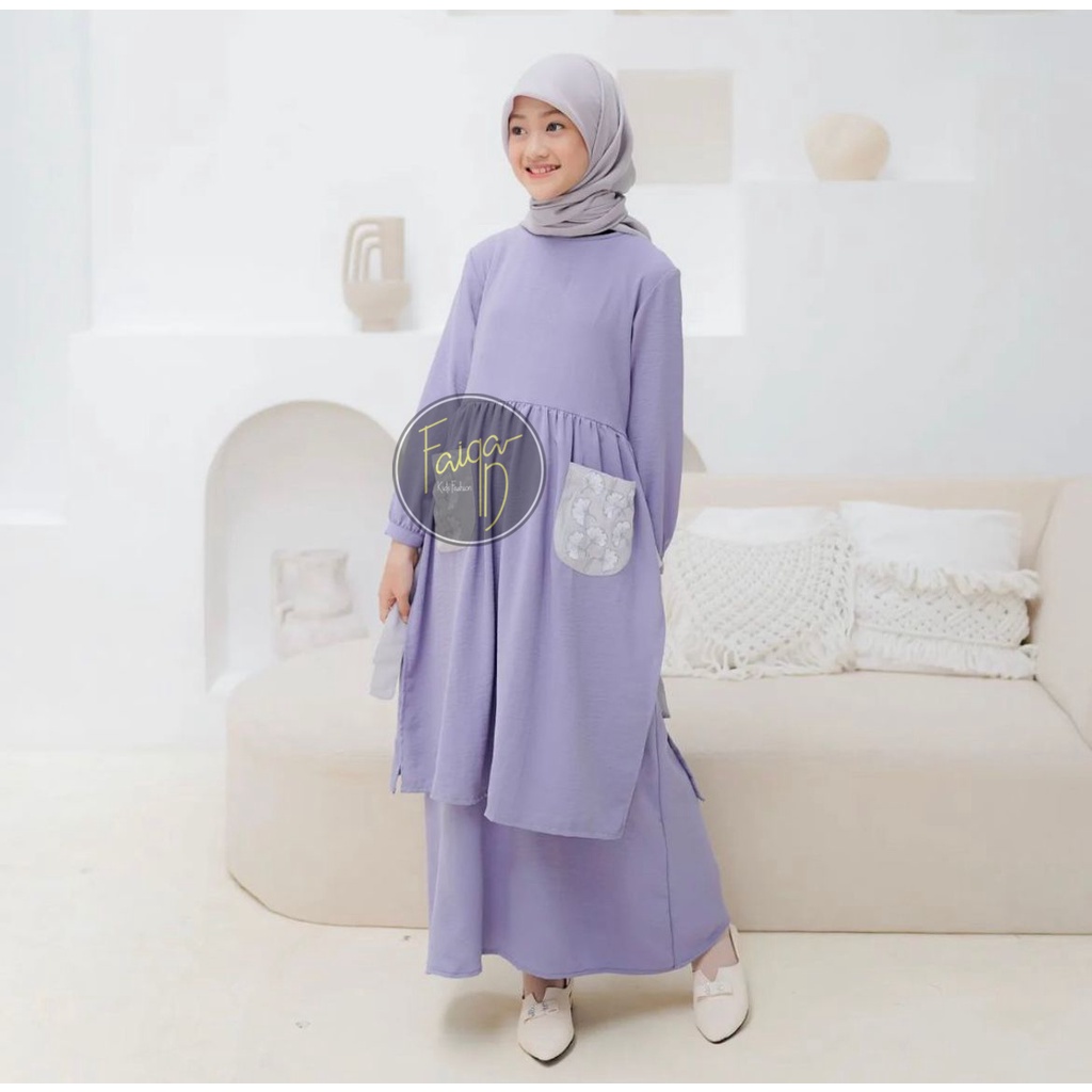 Aruna Gamis Anak Kombisnasi Rayon Motif