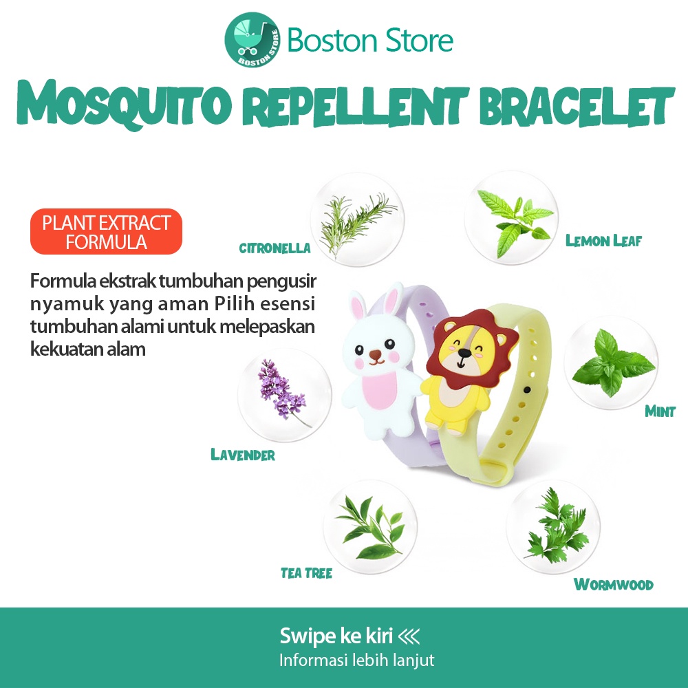 Bostonstore Gelang anak anti nyamuk gelang Cartoon Animal Anti-Mosquito / Mosquito Repellent Baby / Gelang Anak Anti Nyamuk / Gelang Tangan Anti Nyamuk / Gelang Jam Anti Nyamuk Gelang Anti Nyamuk Anak-Anak / Mosquito Repellent Bracellet