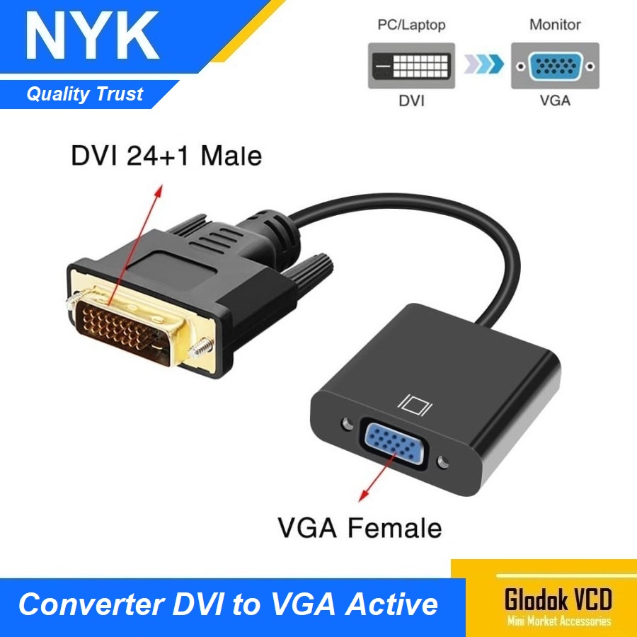 NYK Converter DVI 24+1 to VGA Adapter ( Active )