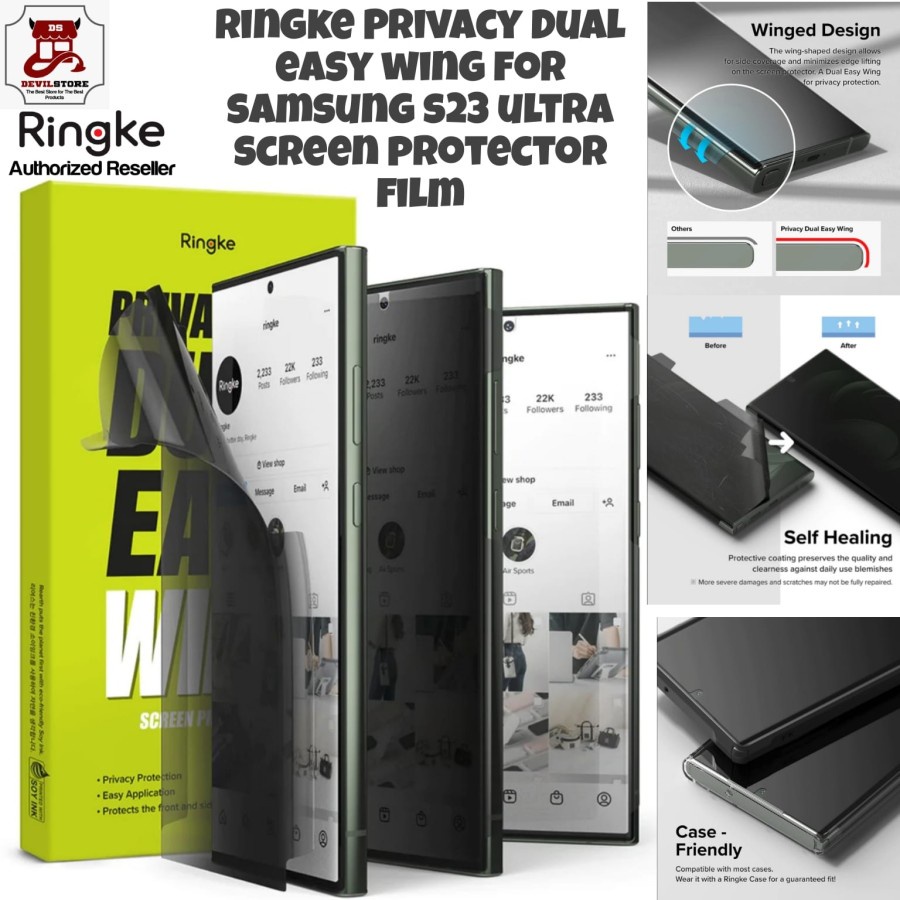 Ringke Privacy Dual Easy Wing Screen Protector Film Samsung S23 Ultra