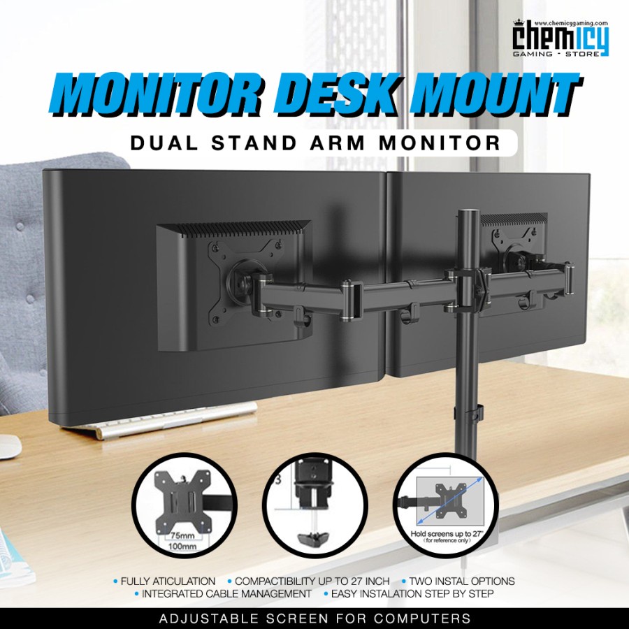 Bracket Monitor Desk Mount Dual Stand Arm Monitor up to 27inch