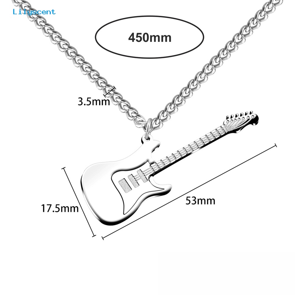 [LS] Pria Kalung Punk Keren Hip Hop Kepribadian Stainless Steel Bass Gitar Liontin Klavikula Kalung Fashion Perhiasan