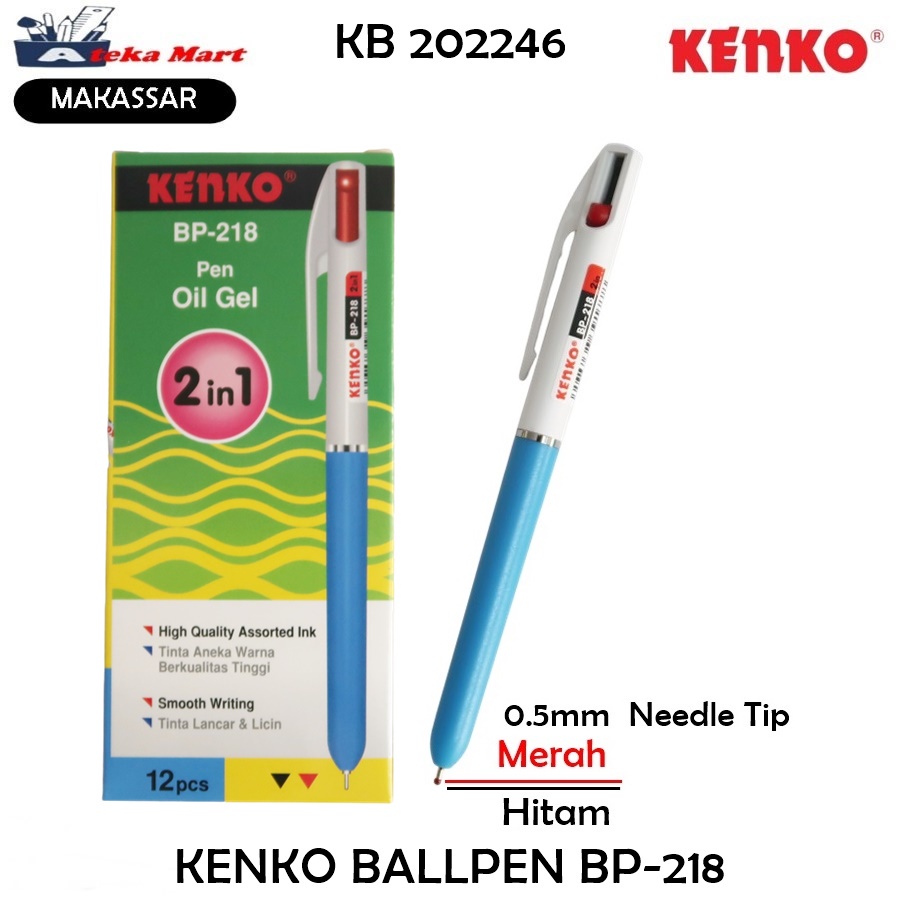 

[BOX/12PCS] KENKO BALLPEN BP-218 PEN 2 WARNA