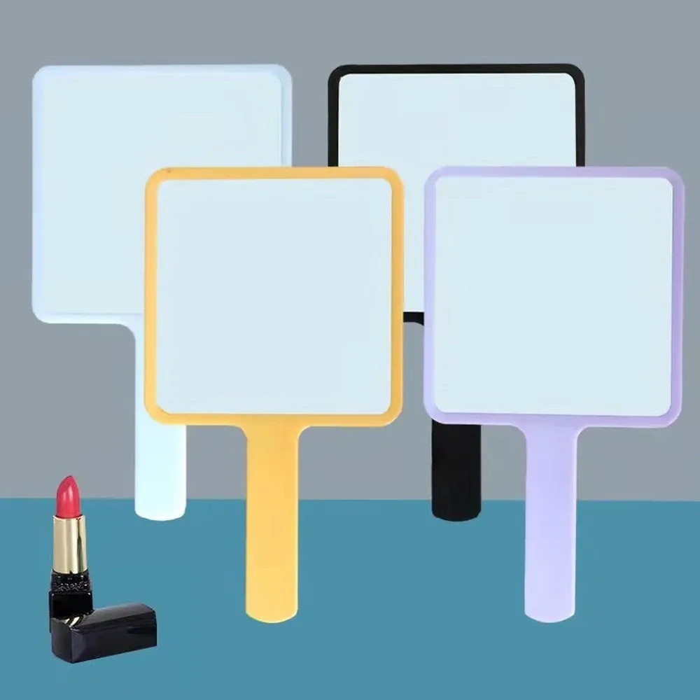 Pola Kartun Warna-Warni Lucu Cermin Kecil Cermin Dipoles Stainless Steel Cermin Rias Portable Persegi Genggam Cermin Makeup Perempuan Alat Bantu Makeup