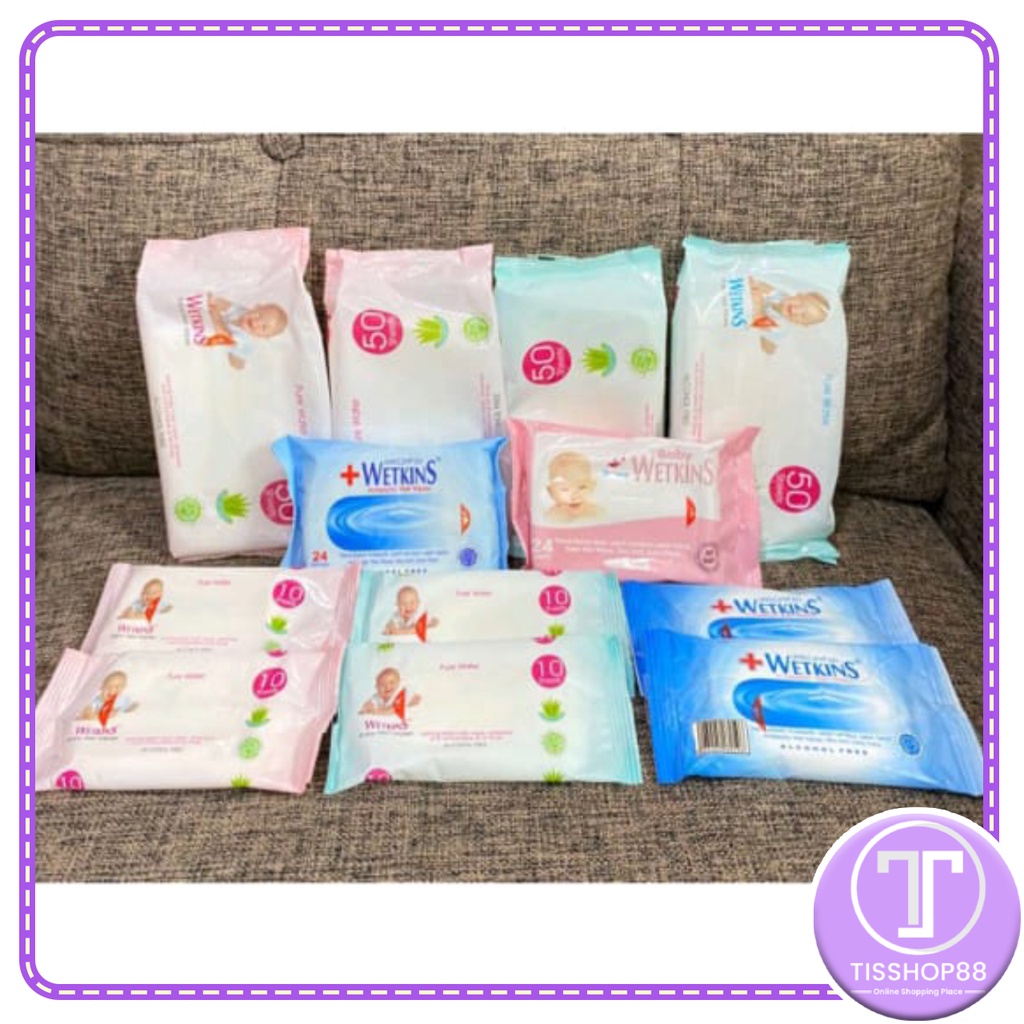 TISU TISSUE BASAH WETKINS BABY BLUE / TISSUE BASAH BAYI ALCOHOL FREE