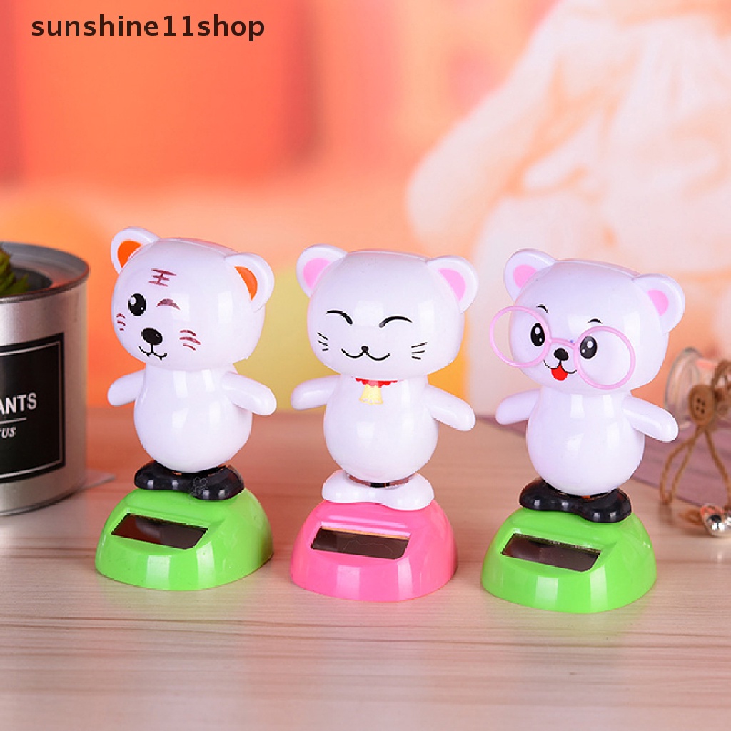 Sho 1Pc Aksesoris Dekorasi Mobil Car Solar Decoration Kartun Kreatif Goyang Kepalanya Kelinci Lucu Panda Boneka Boneka Hadiah N