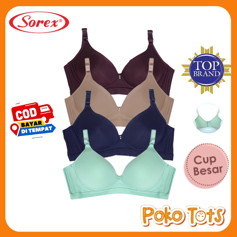 Sorex Bra Cup Besar Tanpa Kawat Busa Kait 3 Silky Soft Bra Pakaian Dalam Wanita BH 9814 Setara Cup B-C Beha Sorex WHS