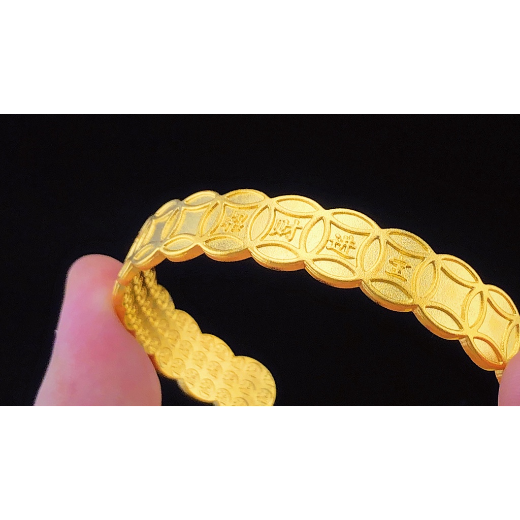 Goldkingdom Perhiasan Fashion Emas Asli Kadar 375Bangkok Aksesoris Ready Stock Lapis Emas Momofuku Gelang Perempuan Metode Kuno Untuk Menarik Uang Dan Harta Karun Gelang Yang Dapat Disesuaikan